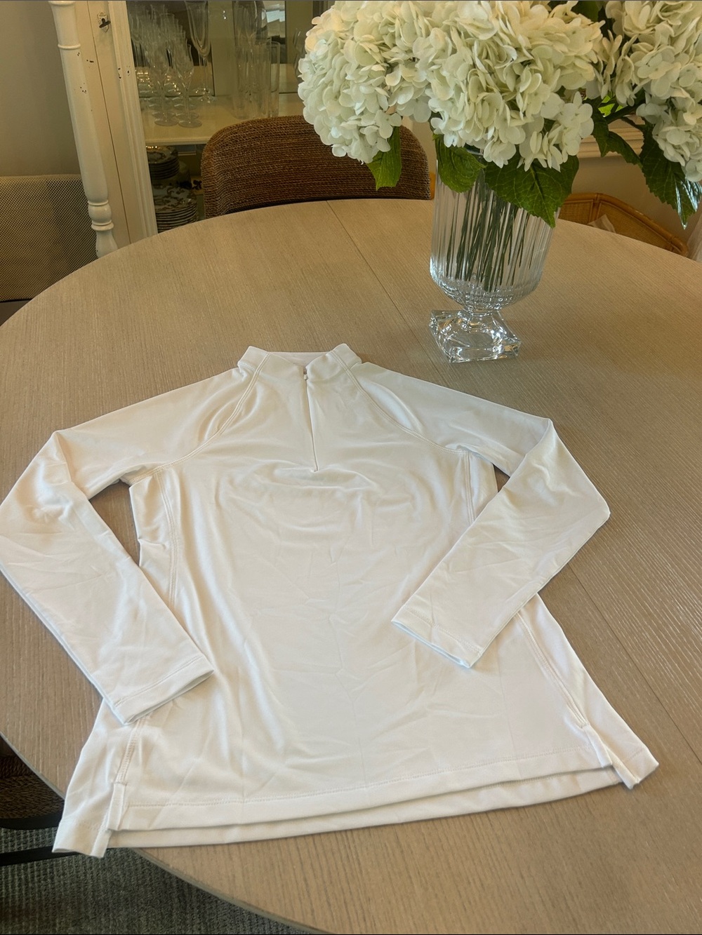 Peter Millar White Long Sleeve quarter zip Performance Top